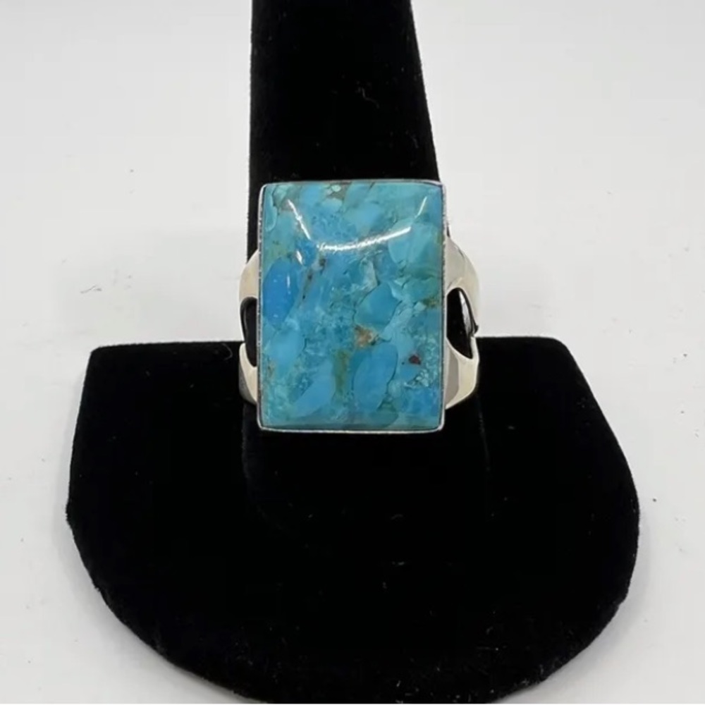 JAY KING DTR Sterling Silver Turquoise Rectangle Cabochon Ring Size 11 NWT